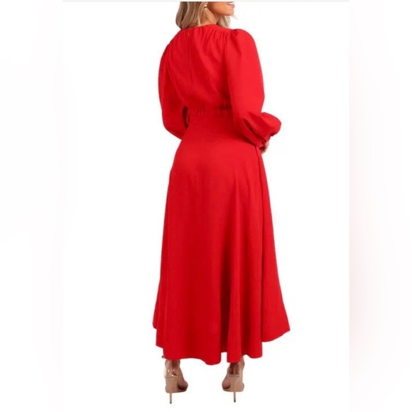 36. Petal & pup $100 Ginnee Long Sleeve Cutout Midi Dress - Red - Picture 3 of 3